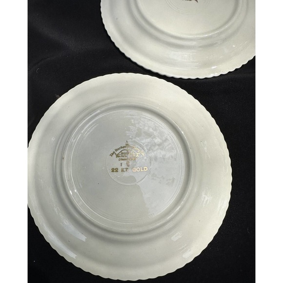 Vintage Harker Pottery Co. gold trimmed 22 kt Scallop edge Dessert Plates S37 - Picture 10 of 11